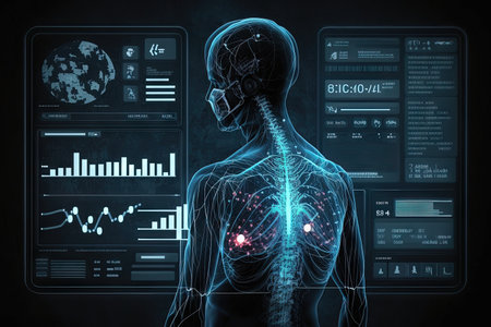 A medicine medical technology and futuristic concept: a doctor touching electronic medical record on virtual screen, brain analysis, dna. digital healthcare and network connection illustration generative ai